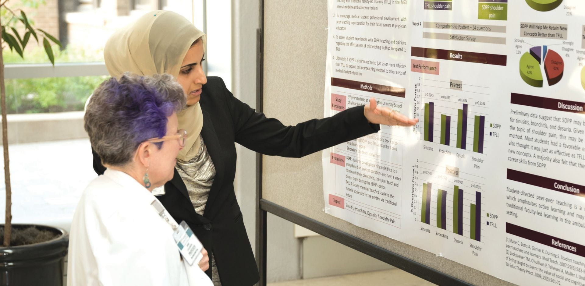Pauras Memon, MD presenting her research project to Anne Goldberg, MD